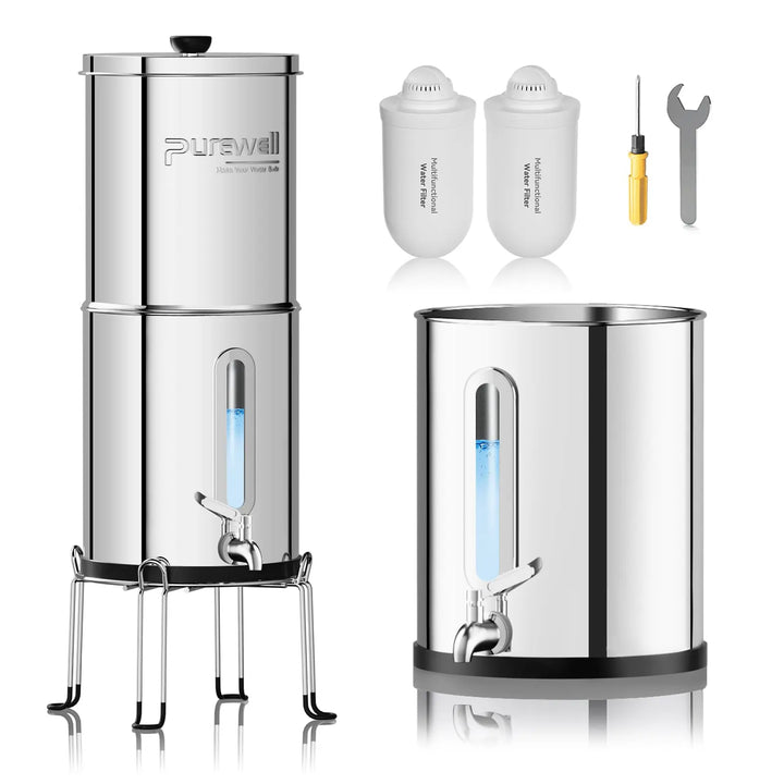 Purewell 304 Stainless Steel Gravity-fed Water Filter System 2.9 Gallons Purewell