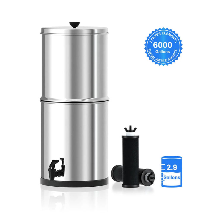 Purewell 304 Stainless Steel Gravity-fed Water Filter System 2.9 Gallons Purewell